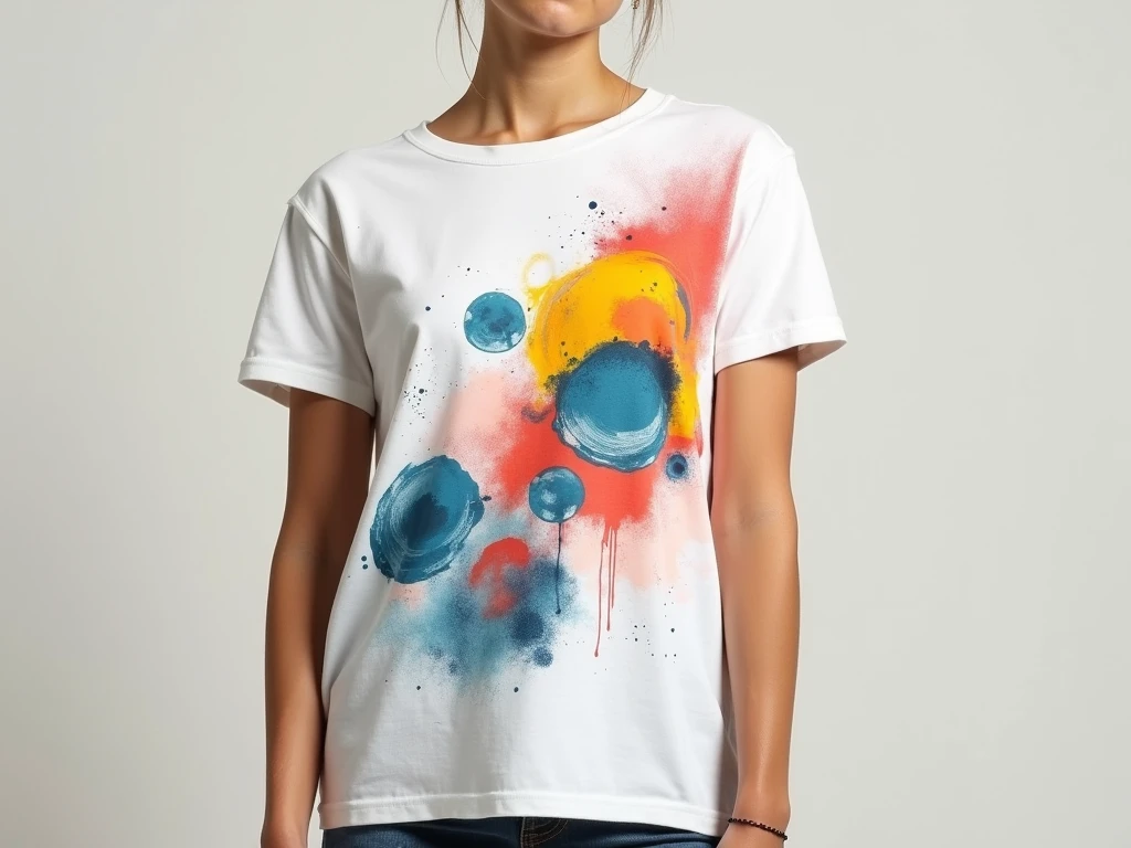 White t-shirt with abstract painted design