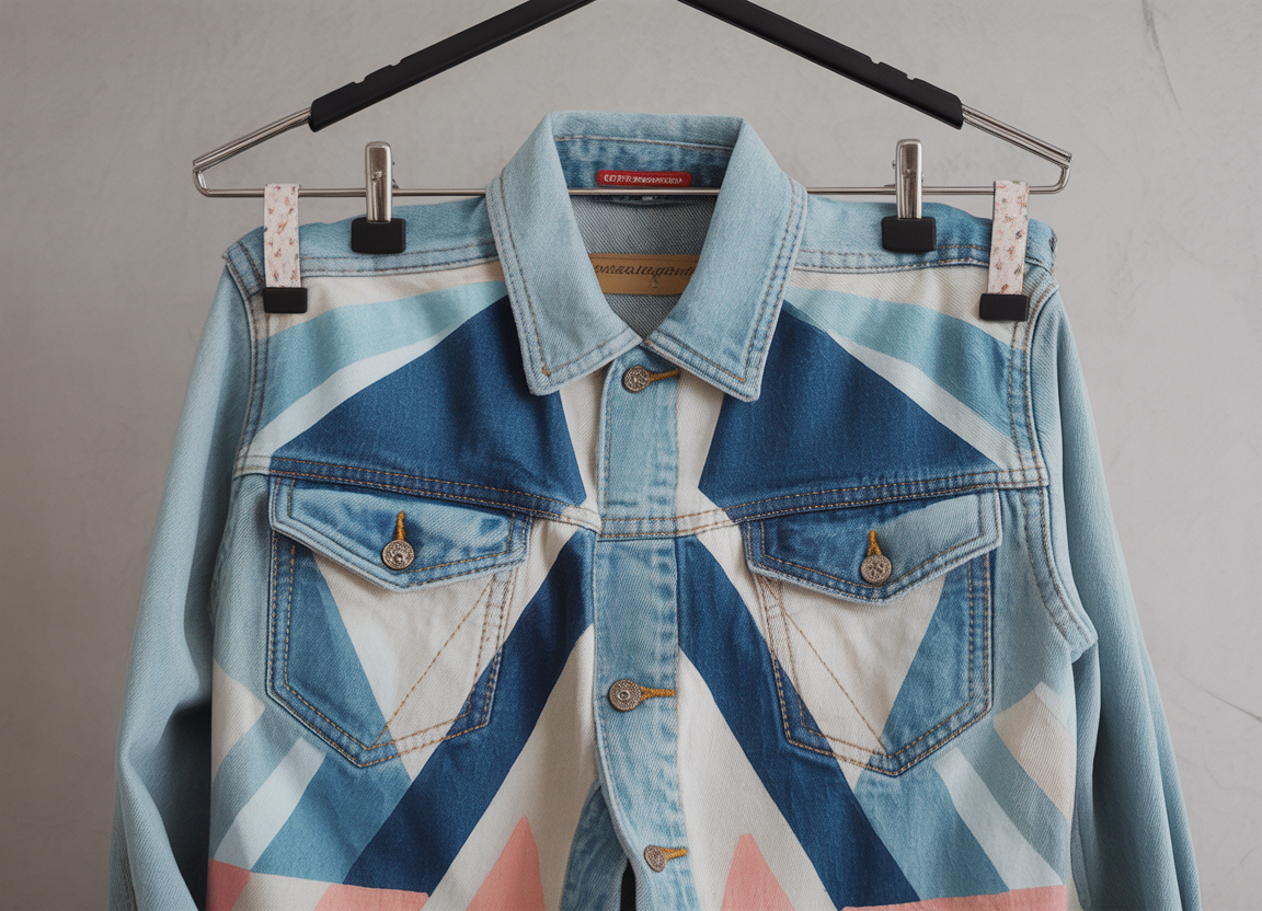 Geometric painted denim